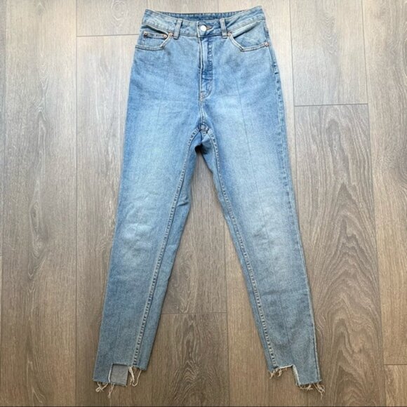 ASOS Cheap Monday Donna Skinny Jeans Dollar Blue  High Rise Waist Denim Size 25 - Picture 8 of 16